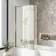 L Shaped 1500 Shower Bath with Front Panel & 6mm Easy Clean Brushed Brass Bath Screen - Left Handed