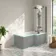 Brixton L Shaped 1500 Shower Bath & 6mm Easy Clean Matt Black Folding Bath Screen - Right Handed