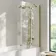 Brixton L Shaped 1500 Shower Bath & 6mm Easy Clean Brushed Brass Folding Bath Screen - Right Handed