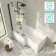 Brixton L Shaped 1600 Shower Bath & 6mm Easy Clean Matt Black Folding Bath Screen - Left Handed