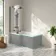 Brixton L Shaped 1600 Shower Bath & 6mm Easy Clean Matt Black Folding Bath Screen - Left Handed