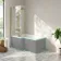 Brixton L Shaped 1600 Shower Bath & 6mm Easy Clean Brushed Brass Folding Bath Screen - Left Handed