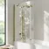 Brixton L Shaped 1600 Shower Bath & 6mm Easy Clean Brushed Brass Folding Bath Screen - Left Handed