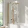 Brixton L Shaped 1600 Shower Bath & 6mm Easy Clean Brushed Copper Folding Bath Screen - Left Handed