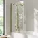 Brixton L Shaped 1500 Shower Bath with Front Panel & 6mm Easy Clean Brushed Brass Folding Bath Screen - Left Handed
