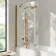 Brixton L Shaped 1500 Shower Bath with Front Panel & 6mm Easy Clean Brushed Copper Folding Bath Screen - Left Handed