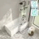 Brixton L Shaped 1500 Shower Bath with Front Panel & 6mm Easy Clean Matt Black Folding Bath Screen - Right Handed