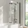 Brixton L Shaped 1500 Shower Bath with Front Panel & 6mm Easy Clean Matt Black Folding Bath Screen - Right Handed