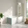 Brixton L Shaped 1500 Shower Bath with Front Panel & 6mm Easy Clean Brushed Brass Folding Bath Screen - Right Handed