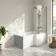 Brixton L Shaped 1500 Shower Bath with Front Panel & 6mm Easy Clean Brushed Gunmetal Folding Bath Screen - Right Handed