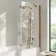 Brixton L Shaped 1500 Shower Bath with Front Panel & 6mm Easy Clean Brushed Copper Folding Bath Screen - Right Handed