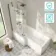 Brixton L Shaped 1700 Shower Bath with Front Panel & 6mm Easy Clean Brushed Gunmetal Folding Bath Screen - Left Handed