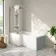 Brixton L Shaped 1700 Shower Bath with Front Panel & 6mm Easy Clean Brushed Gunmetal Folding Bath Screen - Left Handed