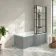 Brixton L Shaped 1500 Shower Bath & 6mm Easy Clean Matt Black Grid Bath Screen - Right Handed