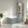 Brixton L Shaped 1500 Shower Bath & 6mm Easy Clean Matt Black Grid Bath Screen - Right Handed