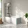 Brixton L Shaped 1500 Shower Bath with Front Panel & 6mm Easy Clean Matt Black Grid Bath Screen - Left Handed