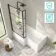 Brixton L Shaped 1500 Shower Bath with Front Panel & 6mm Easy Clean Matt Black Grid Bath Screen - Left Handed