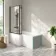 Brixton L Shaped 1500 Shower Bath with Front Panel & 6mm Easy Clean Matt Black Framed Bath Screen - Left Handed