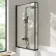 Brixton L Shaped 1500 Shower Bath with Front Panel & 6mm Easy Clean Matt Black Framed Bath Screen - Left Handed