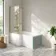 Brixton L Shaped 1500 Shower Bath with Front Panel & 6mm Easy Clean Brushed Brass Framed Bath Screen - Left Handed