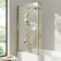 Brixton L Shaped 1500 Shower Bath with Front Panel & 6mm Easy Clean Brushed Brass Framed Bath Screen - Left Handed