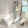 Brixton L Shaped 1500 Shower Bath with Front Panel & 6mm Easy Clean Matt Black Grid Bath Screen - Right Handed