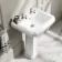 Hudson Traditional High-Level Toilet With Dove Grey Seat & Pedestal Basin - Double Tap Hole