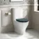 Kansas Traditional Rimless Close Coupled Toilet With Inky Blue Wooden Seat - Brushed Brass Hinges