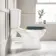 Hudson Traditional Close Coupled Toilet With Inky Blue Wooden Seat - Brushed Brass Lever