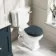 Hudson Traditional Close Coupled Toilet With Inky Blue Wooden Seat - Brushed Brass Lever