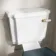 Hudson Traditional Close Coupled Toilet With Inky Blue Wooden Seat - Brushed Brass Lever
