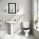 Hudson Traditional Toilet With Inky Blue Seat & Pedestal Basin Set - Double Tap Hole