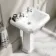 Hudson Traditional High-Level Toilet With Midnight Green Seat & Pedestal Basin - Double Tap Hole