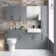 Harper Stone Grey Wall Hung Cabinet 600x300mm - Black Accents