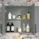 Harper Stone Grey Wall Hung Cabinet 600x600mm - Black Accents