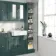 Monaco Midnight Green Floor Standing Tall Cabinet Unit 1900x300mm - Brushed Brass Accents