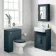 Inky Blue Mirror Cabinet 700x500mm - Brass Knurled Handles