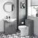 Quartz Stone Grey with Semi Recessed Basin 650mm - Black Accents