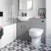 Quartz Stone Grey Combination Vanity Basin and Denver Toilet 1050mm - Black Accents