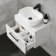 Avon Gloss White Wall Hung Drawer Vanity with Curved Counter Top Basin 600mm - Black Accents