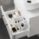 Avon Gloss White Wall Hung Drawer Vanity with Curved Counter Top Basin 600mm - Black Accents
