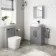 Avon Stone Grey Vanity with Curved Counter Top Basin 600mm - Black Accents