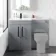 Avon Stone Grey Basin Vanity and Back To Wall Unit 1100mm - Black Accents - Left Handed