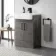 Harper Charcoal Elm Vanity with Semi Recessed Basin 600mm - Black Accents