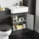 Monaco Graphite Grey Combination Vanity Basin and Hudson Toilet with Wooden Seat 1200mm