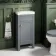 Bermuda Dove Grey Cloakroom Basin Vanity 400mm - Brushed Brass Accents