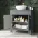 Bermuda Dove Grey Vanity with Oval Counter Top Basin 800mm - Brushed Brass Accents