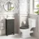 Bermuda Graphite Grey Cloakroom Basin Vanity 400mm - Brushed Brass Accents
