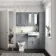 Monaco Dove Grey Combination Vanity Traditional Basin with Marble Top 1200mm (Excludes Pan & Cistern) - Brushed Brass Accents