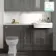 Monaco Graphite Grey Combination Vanity Traditional Basin with Marble Top 1500mm (Excludes Pan & Cistern) - Brushed Brass Accents